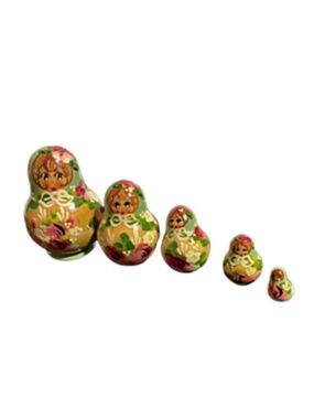 Set of 5 Festive Floral Russian Nesting Dolls